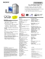 Sony PCV-RS423P - Vaio Desktop Computer Specifications preview