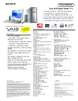 Sony PCV-RS431X - Vaio Desktop Computer Specifications preview