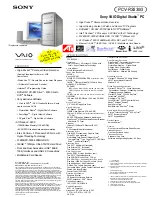 Sony PCV-RS530G - Vaio Desktop Computer Specifications предпросмотр