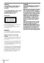 Preview for 2 page of Sony PMC-D40L Operating Instructions Manual