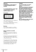 Preview for 2 page of Sony PMC-R30L Operating Instructions Manual