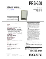 Предварительный просмотр 1 страницы Sony PRS-650 - Reader Touch Edition&trade Service Manual