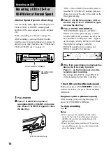 Предварительный просмотр 14 страницы Sony RCD-W3 - Cd/cdr Recorder/player Operating Instructions Manual