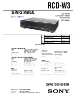 Preview for 1 page of Sony RCD-W3 - Cd/cdr Recorder/player Service Manual