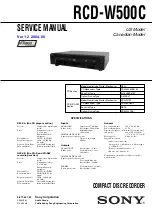 Preview for 1 page of Sony RCDW500C - Compact Disc Player Service Manual