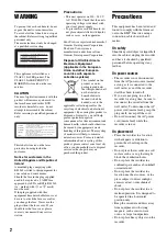 Preview for 2 page of Sony RDR-GX210 Operating Instructions Manual