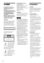 Preview for 2 page of Sony RDR-GX255 Operating Instructions Manual