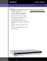 Preview for 1 page of Sony RDR-GX330 - DVD Recorder With TV Tuner Specifications