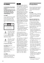 Preview for 2 page of Sony RDR-HX900 Operating Instructions Manual