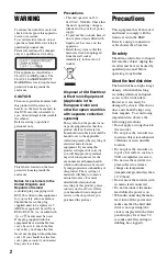 Preview for 2 page of Sony RDR-HXD560 Operating Instructions Manual