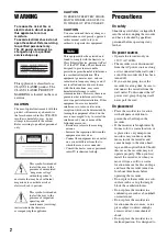 Preview for 2 page of Sony RDR-VX515 - Dvd Recorder/vcr Combo Operating Instructions Manual