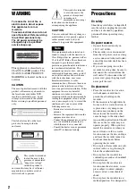 Preview for 2 page of Sony RDR-VX521 Operating Instructions Manual