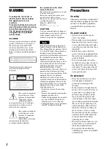 Preview for 2 page of Sony RDR-VX525 - DVDr/ VCR Combo Operating Instructions Manual