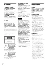 Preview for 2 page of Sony RDR-VX535 - DVD Recorder & VCR Combo Player Operating Instructions Manual