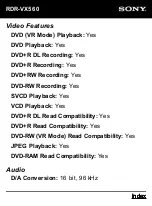 Preview for 6 page of Sony RDR-VX560 Specification Sheet