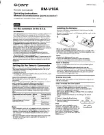 Sony Remote Commander RM-V18A Operating Instructions Manual preview