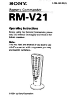 Preview for 1 page of Sony Remote Commander RM-V21 Operating Instructions Manual