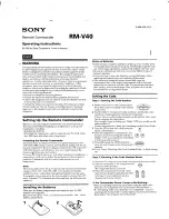 Preview for 1 page of Sony Remote Commander RM-V40 Operating Instructions Manual