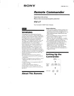 Sony Remote Commander RM-V7 Operating Instructions Manual preview