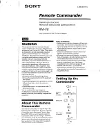 Sony Remote Commander RM-V8 Operating Instructions Manual preview