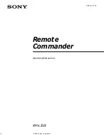 Sony Remote Commander Operating Instructions Manual preview