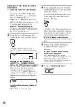 Preview for 16 page of Sony RM-AV2500 - Integrated Remote Commander Operating Instructions Manual