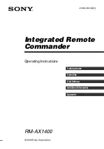 Sony RM-AX1400 - Home Theater Remote Control Operating Instructions Manual preview