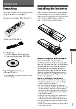 Preview for 7 page of Sony RM-AX1400 - Home Theater Remote Control Operating Instructions Manual