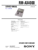 Sony RM-AX4000 - Integrated Remote Commander Service Manual preview