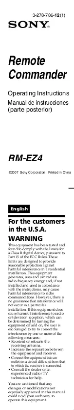 Preview for 1 page of Sony RM-EZ4 User Manual