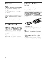 Preview for 2 page of Sony RM-LP204 Operating Instructions Manual