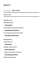 Preview for 1 page of Sony RM-LVR2 How To Use Manual