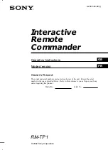 Sony RM-TP1 Operating Instructions / Mode d’emploi Operating Instructions Manual preview