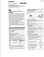 Preview for 1 page of Sony RM-V8A Operating Instructions Manual