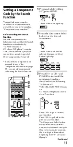 Preview for 13 page of Sony RM-VL610 - Integrated Remote Commander Operating Instructions Manual