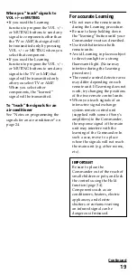 Предварительный просмотр 19 страницы Sony RM-VL610 - Integrated Remote Commander Operating Instructions Manual