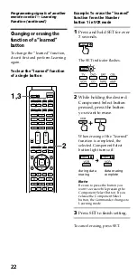 Предварительный просмотр 22 страницы Sony RM-VL610 - Integrated Remote Commander Operating Instructions Manual