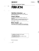 Preview for 1 page of Sony RM-X14 Operating Instructions Manual