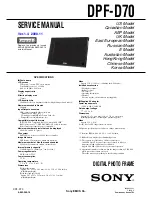 Предварительный просмотр 1 страницы Sony S-Frame DPF-D70 Service Manual