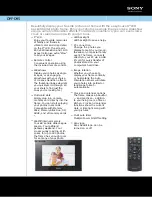 Preview for 1 page of Sony S-FRAME DPF-D95 Specifications