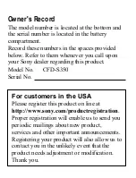 Предварительный просмотр 4 страницы Sony S350 - CFD Boombox User Manual