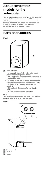 Preview for 2 page of Sony SA-SW3 User Manual