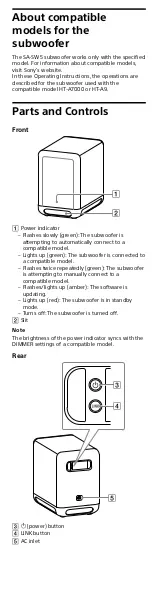 Preview for 2 page of Sony SA-SW5 User Manual