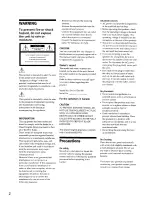 Предварительный просмотр 2 страницы Sony SA-VA500 Operating Instructions Manual