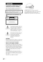 Предварительный просмотр 2 страницы Sony SA-VE812ED Operating Instructions Manual