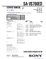 Sony SA-VS700ED Specifications And Parts List preview