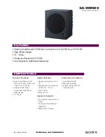 Sony SA WM500 - 150 Watt Active Subwoofer Specification Sheet preview