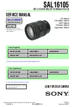 Sony SAL16105 - Zoom Lens - 16 mm Service Manual preview