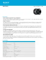 Sony SEL50F18/B Specifications preview