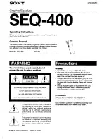 Preview for 1 page of Sony SEQ-400 Operating Instructions